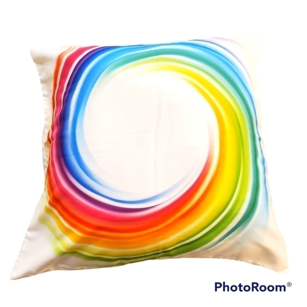 18" square double sided rainbow 🌈 swirl graphic accent pillowcase